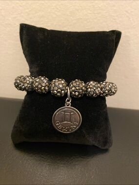Sparkling Black Crystal Gemini Beaded Bracelet